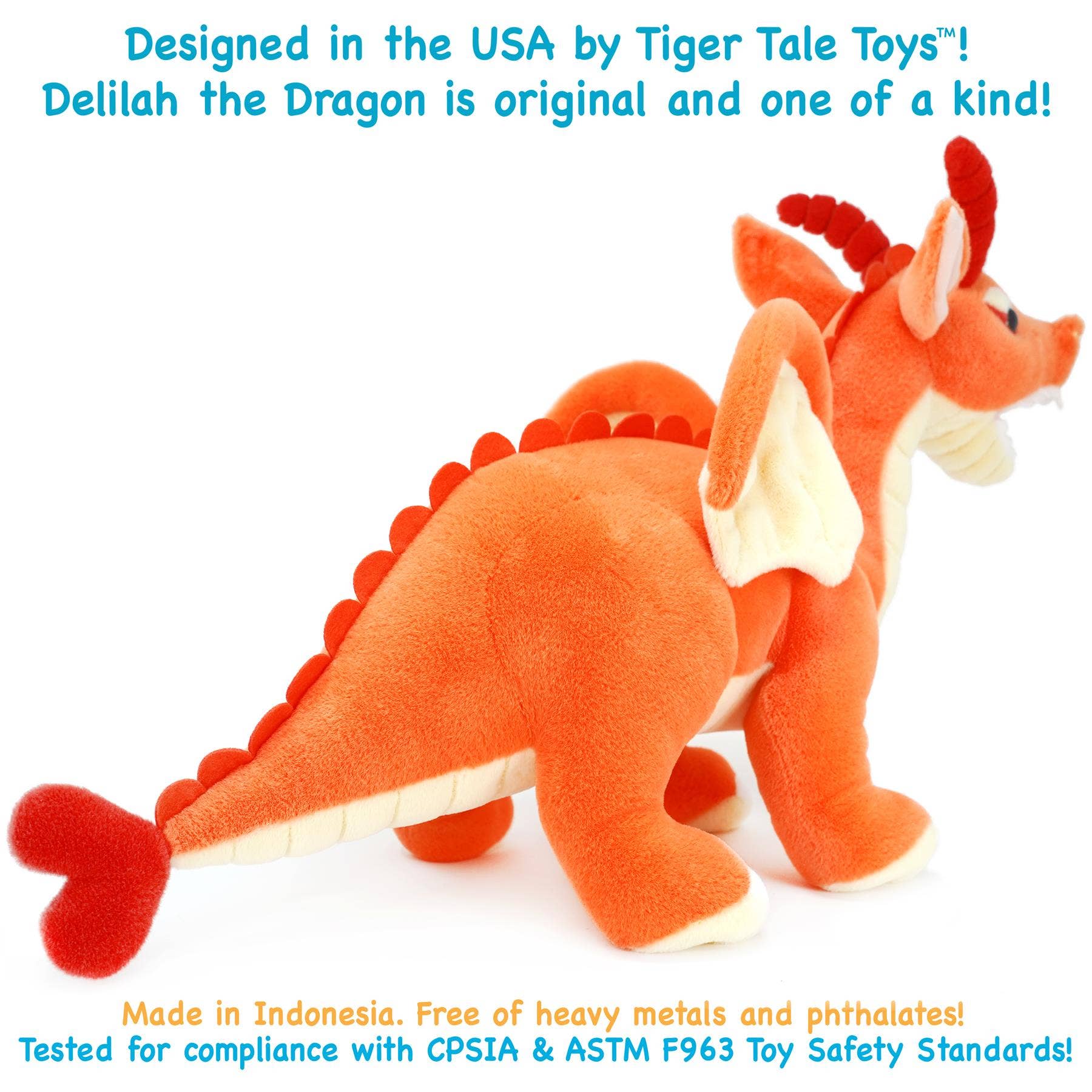Delilah The Dragon | 22 Inch Stuffed Animal Plush | By Tiger - The Petting Zoo