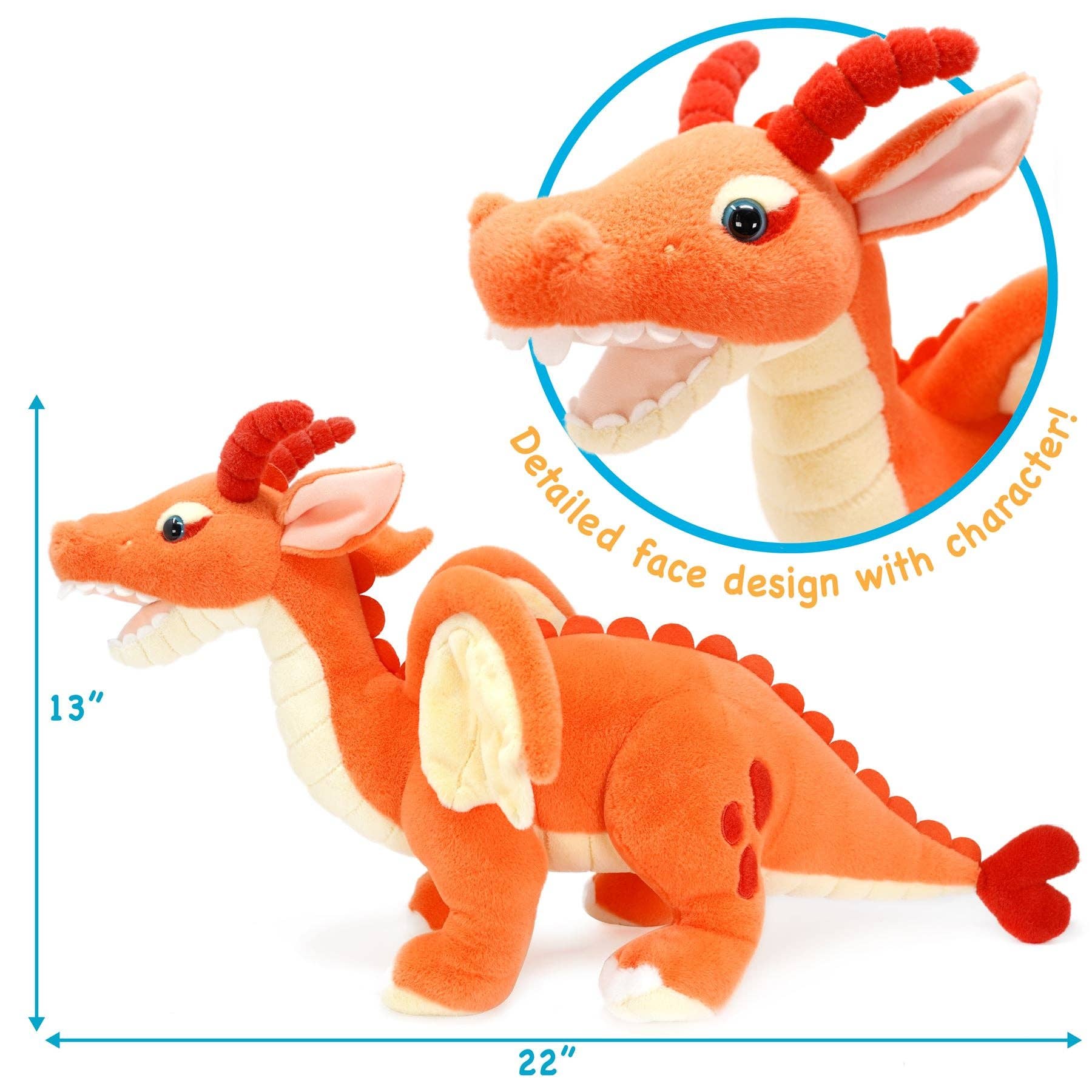 Delilah The Dragon | 22 Inch Stuffed Animal Plush | By Tiger - The Petting Zoo