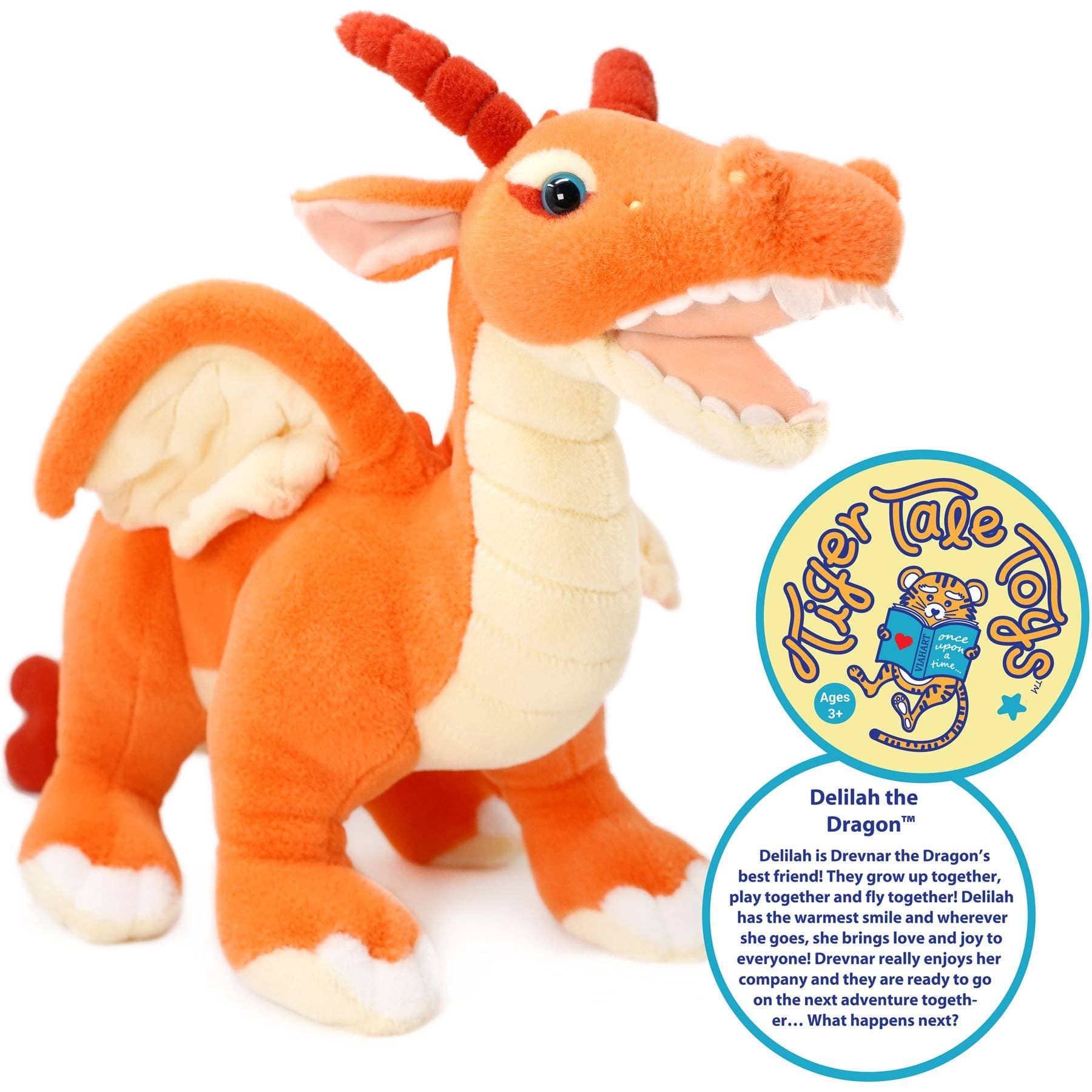 Delilah The Dragon | 22 Inch Stuffed Animal Plush | By Tiger - The Petting Zoo
