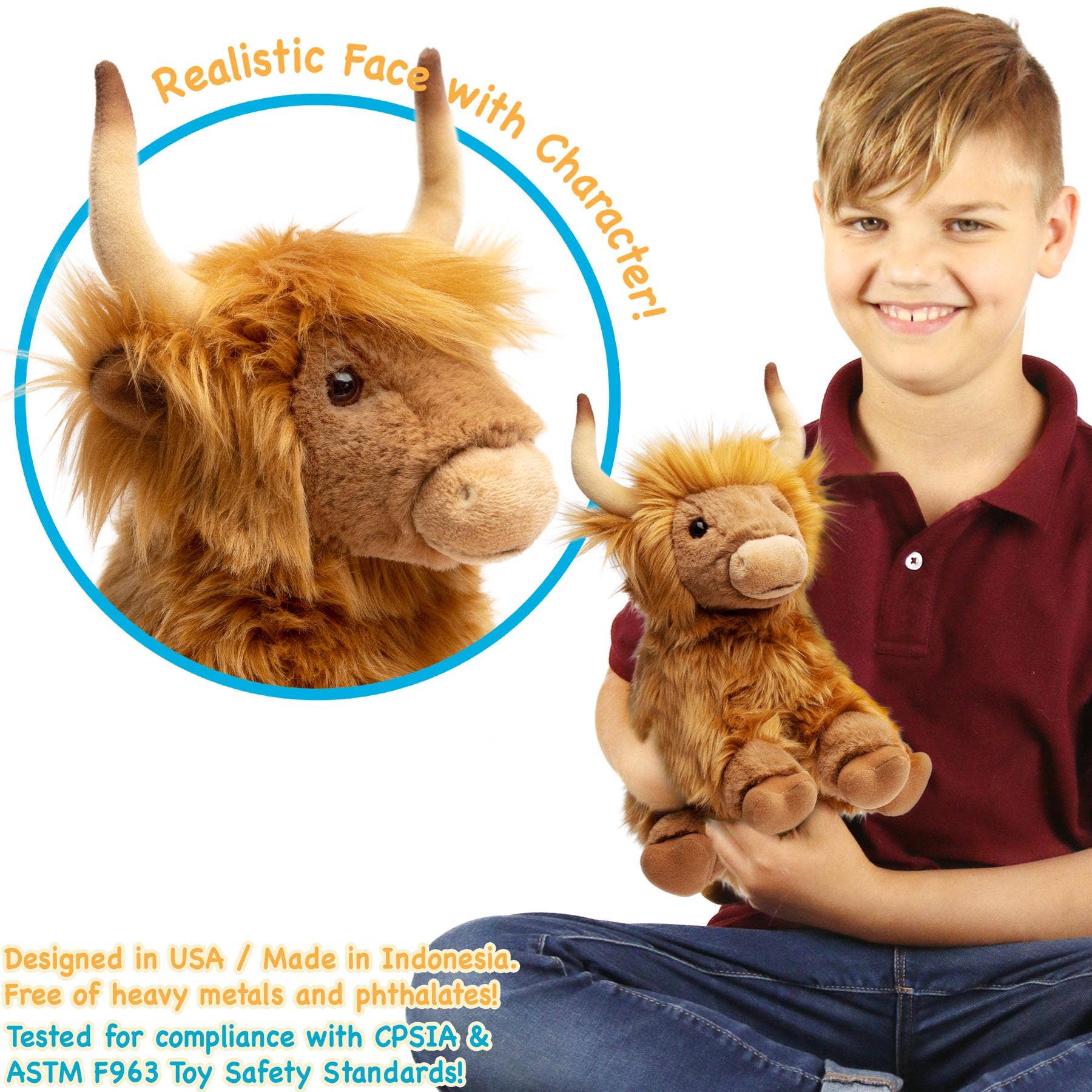 Henley The Highland Cow | 14 Inch Stuffed Animal Plush | By TigerHart Toys - Keycraft