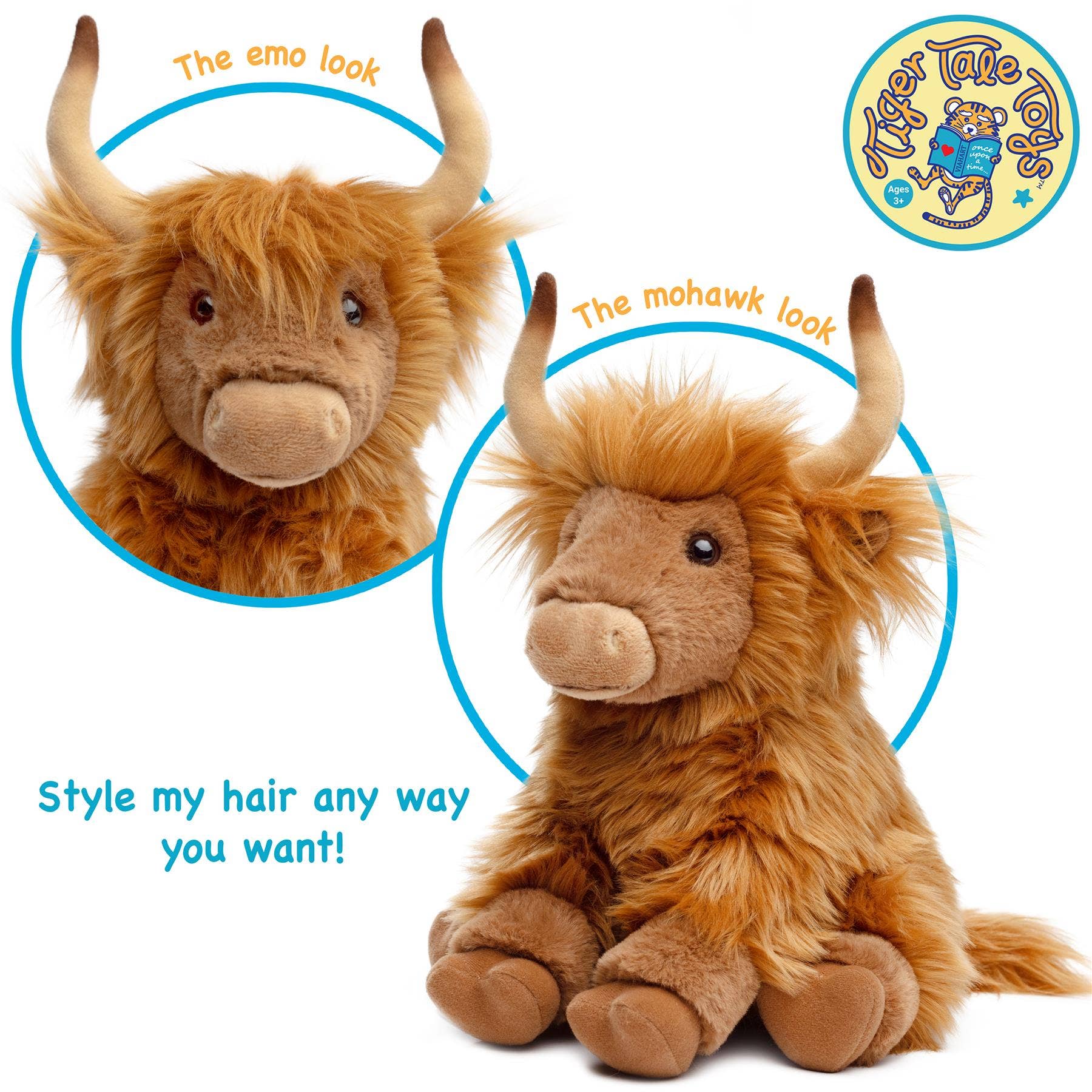 Henley The Highland Cow | 14 Inch Stuffed Animal Plush | By TigerHart Toys - Keycraft