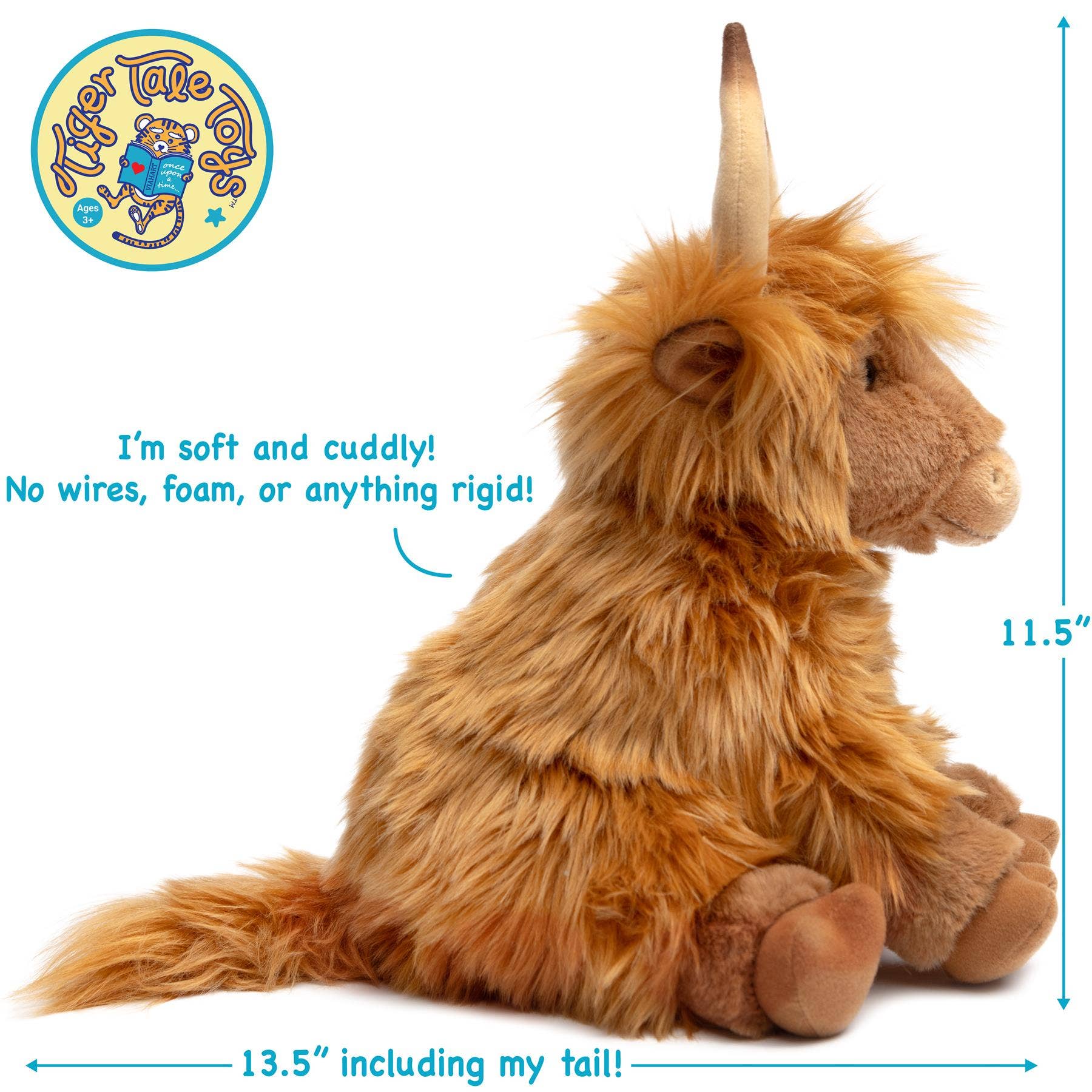 Henley The Highland Cow | 14 Inch Stuffed Animal Plush | By TigerHart Toys - Keycraft