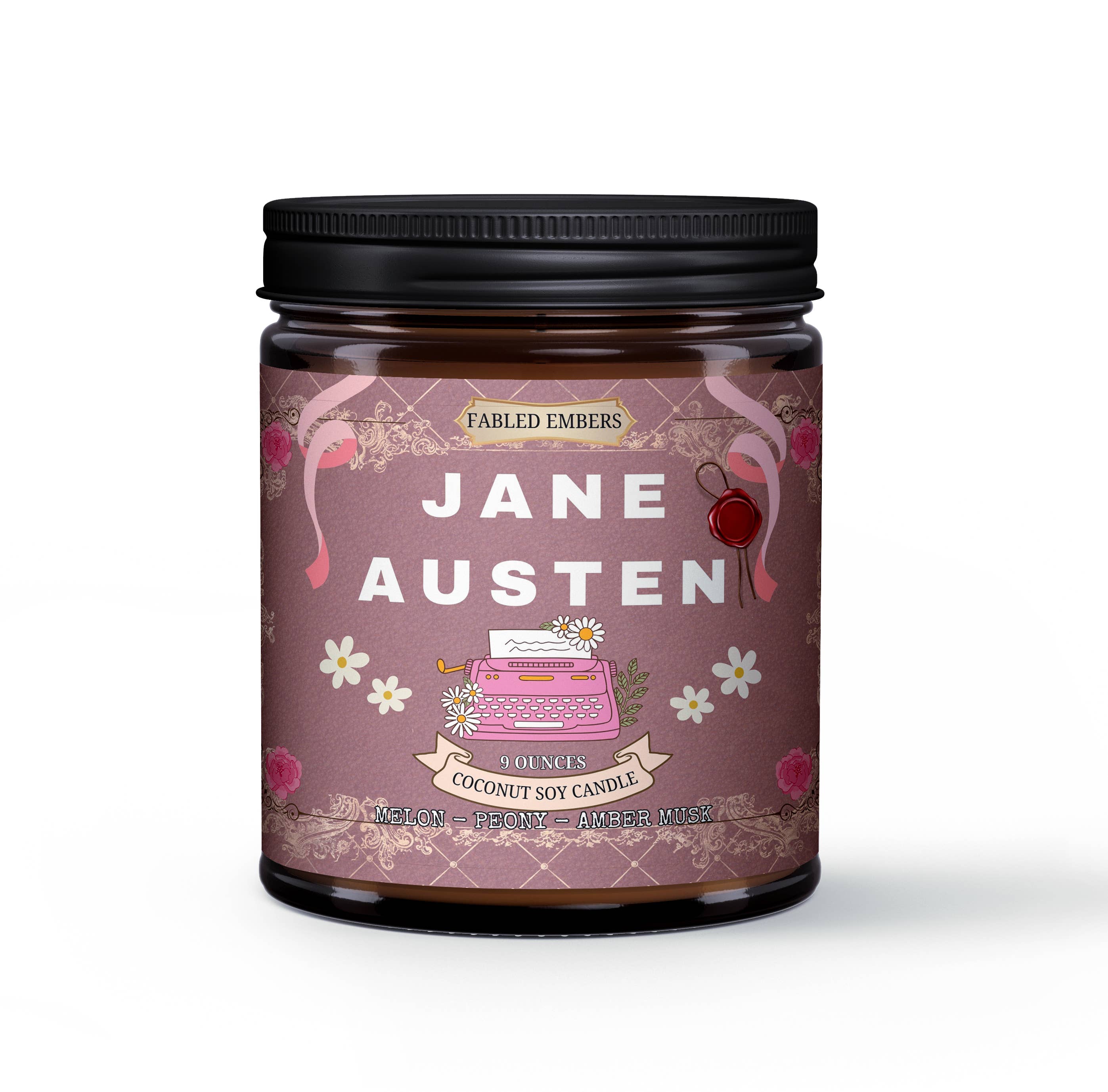 JANE AUSTEN contemporary romance book lover cocosoy candle - Fabled Embers