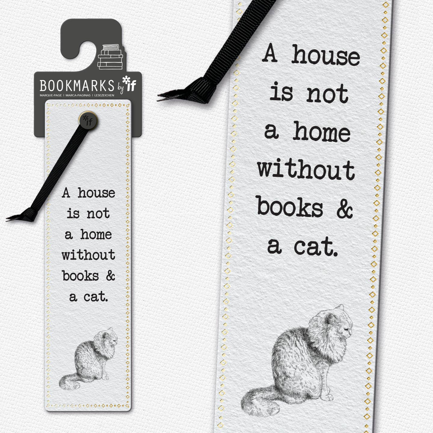 Literary Bookmarks - Books and a Cat