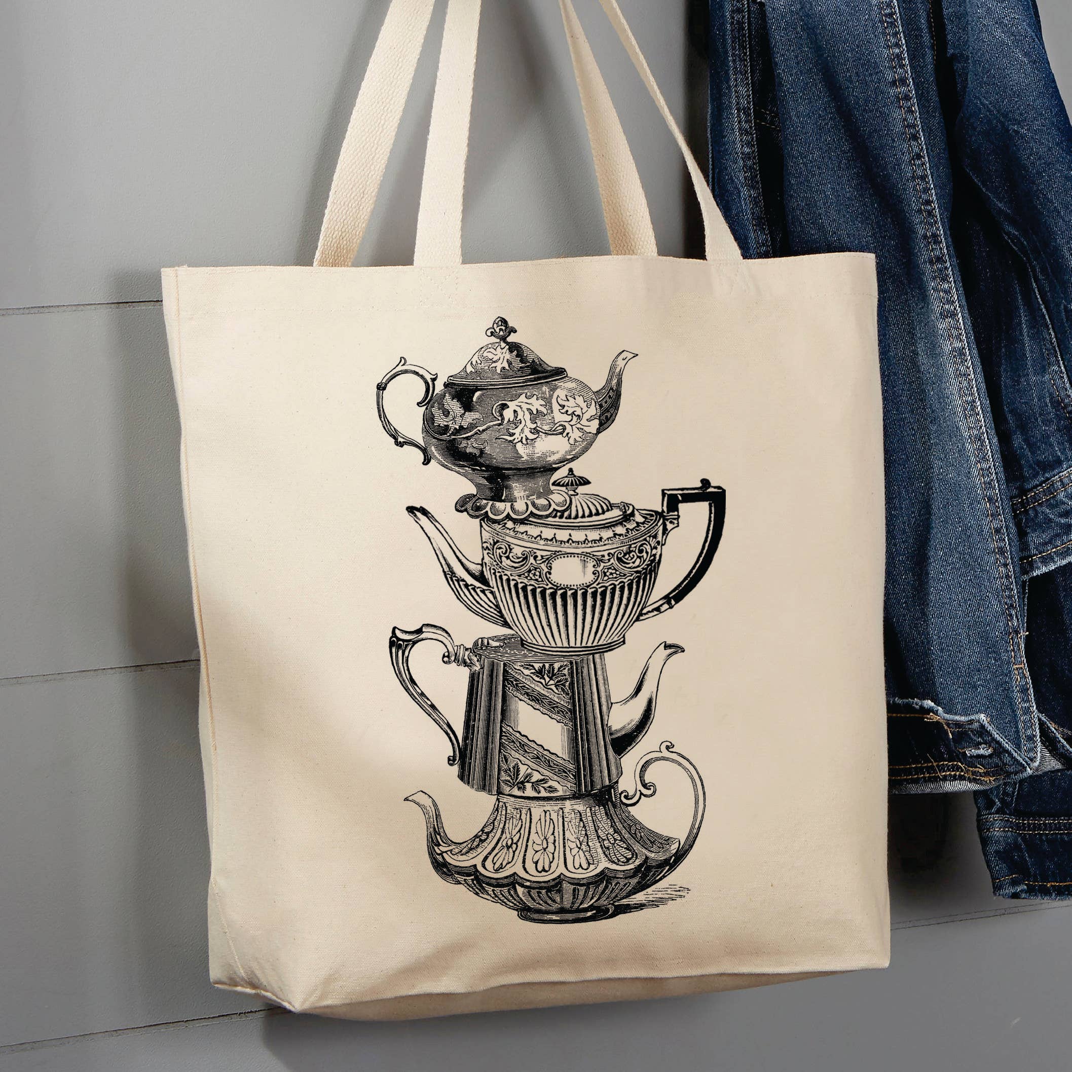 Suriel Tea Co Contrast Color Handle Tote Bag - Lucky Luna Apparel