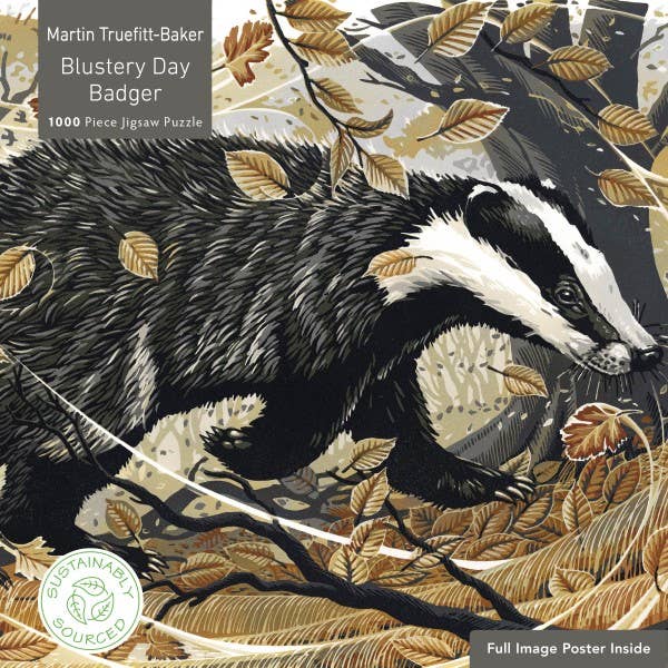 Truefitt-Baker: Blustery Day Badger Sustainable Puzzle - Texas Bookman
