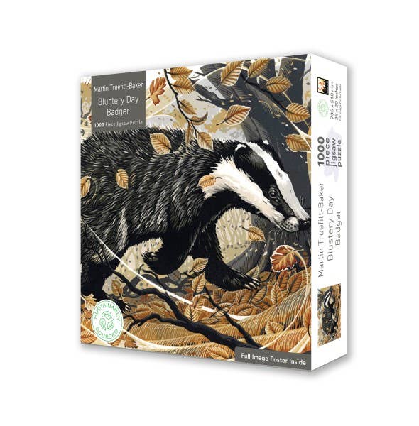 Truefitt-Baker: Blustery Day Badger Sustainable Puzzle - Texas Bookman